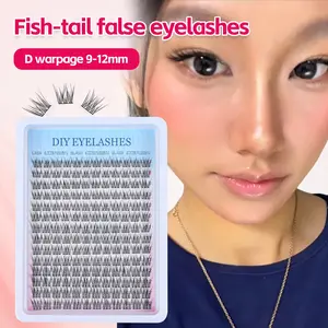Large Capacity Fish Tail False Eyelashes, Natural DIY Segmental Single Cluster Stem, Daily Use Eye Lashes, Easy Application