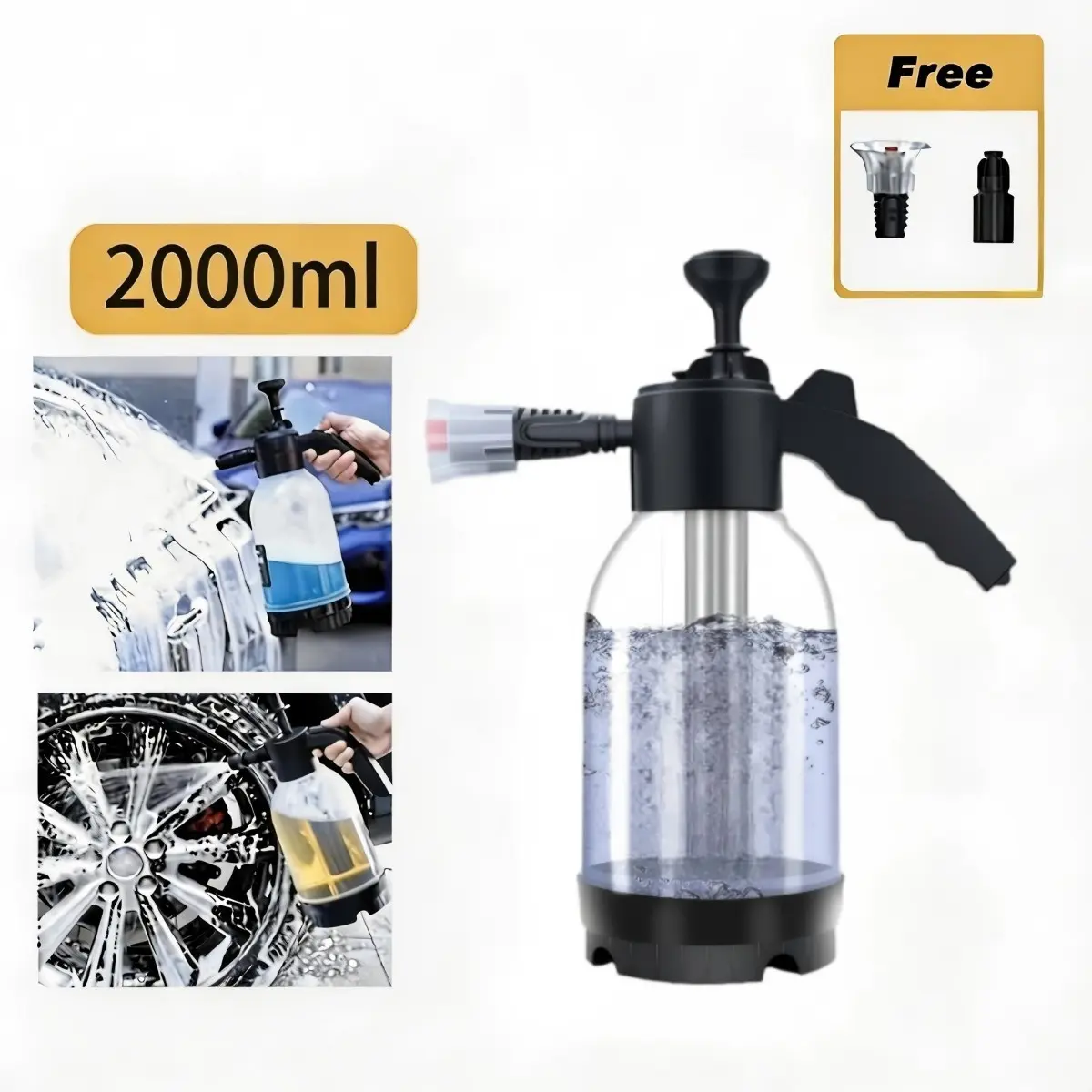 High-Pressure Foam Sprayer 2L Large Capacity Transparent Spray Bottle, Dual Mode (mist/water Column), Corrosion-Resistant Valve, Versatile Use, Car Foam Sprayer