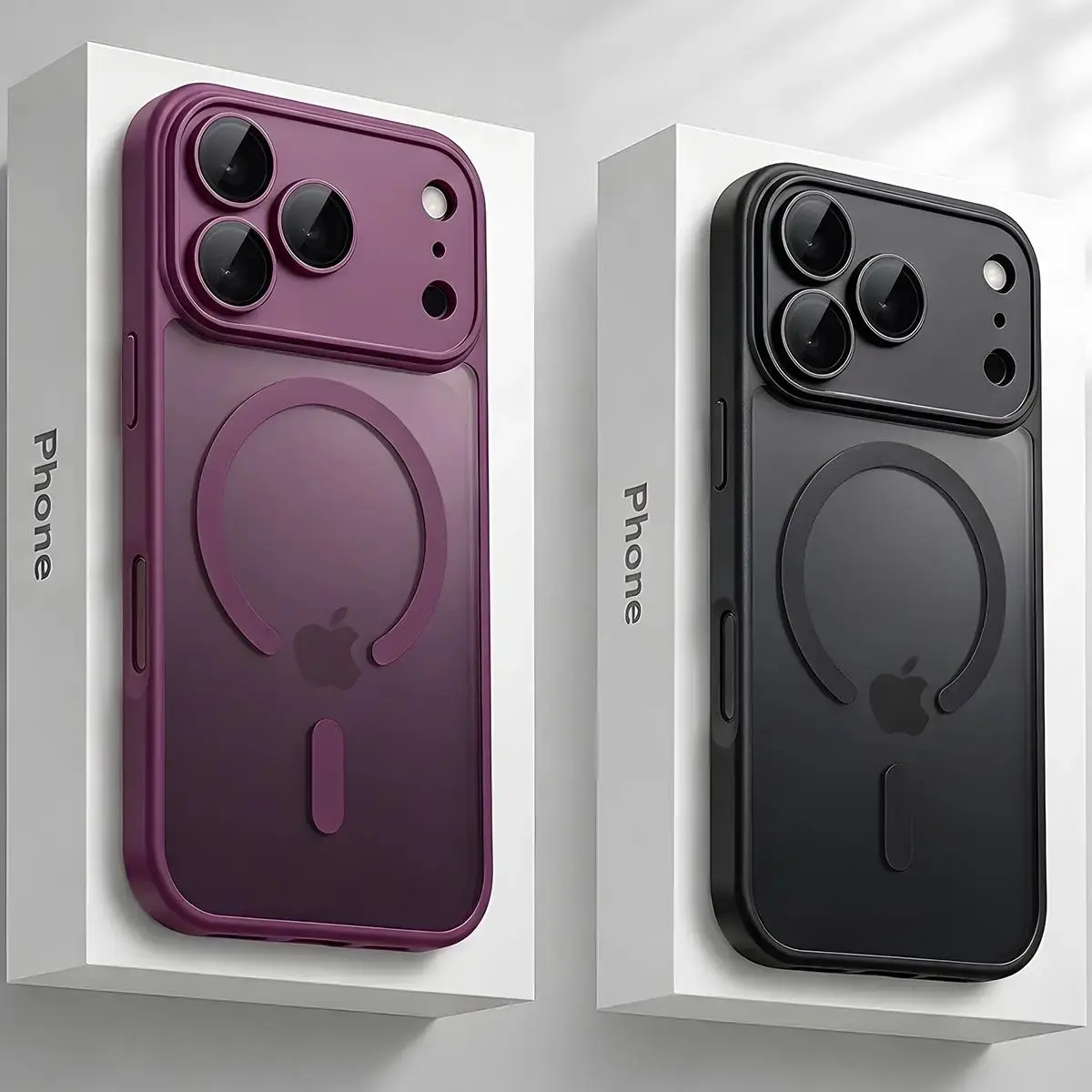 Luxury Matte Translucent Acrylic-Rubber Magnetic Phone Case for iPhone Series (18,17,16,15 Pro Max), Shockproof Armor Soft Bumper Cover, Full Lens Guard, Mag-Safe Wireless Charging Support, Protective Shell for Men