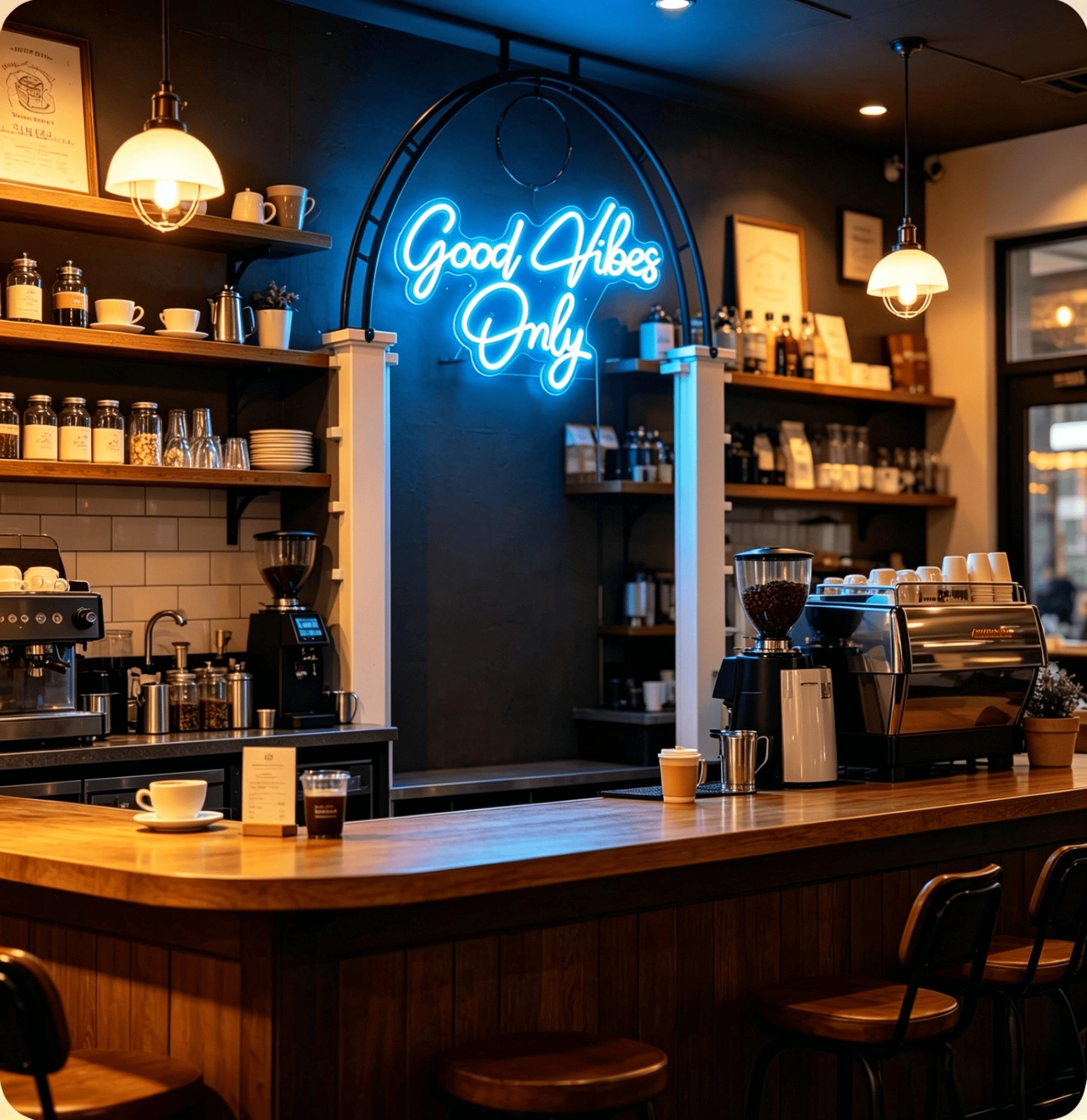 Good Vibes Only Neon Sign, USB Powered Dimmable Ice Blue Cyan LED Neon Light, Aesthetic Positive Quote Wall Decor for Bedroom Gaming Room Man Cave Home Bar, Motivational Gift for Her Teens Gamers