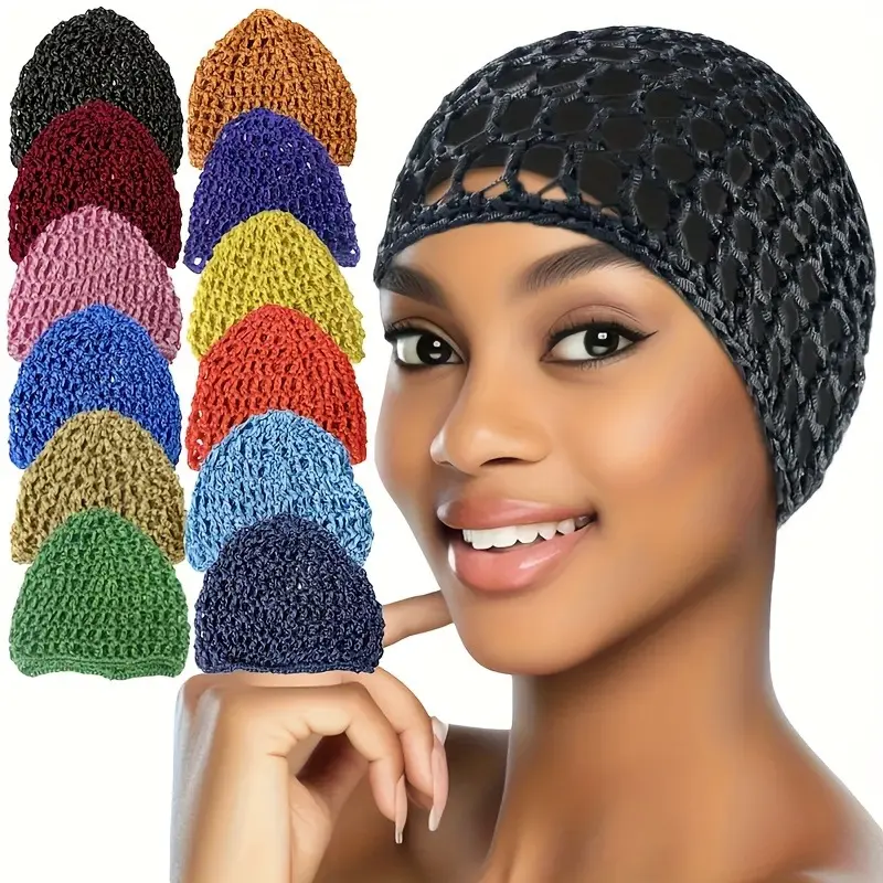 12pcs Small Thick Hair Net for Sleep Hair Nets for Women Mash Hair Wrap for Sleep Hairnets for Women Hair Net Plopping Cap Curly Hair Mesh Hair Net for Rollers Doobie Wrap for Hair Hairnet