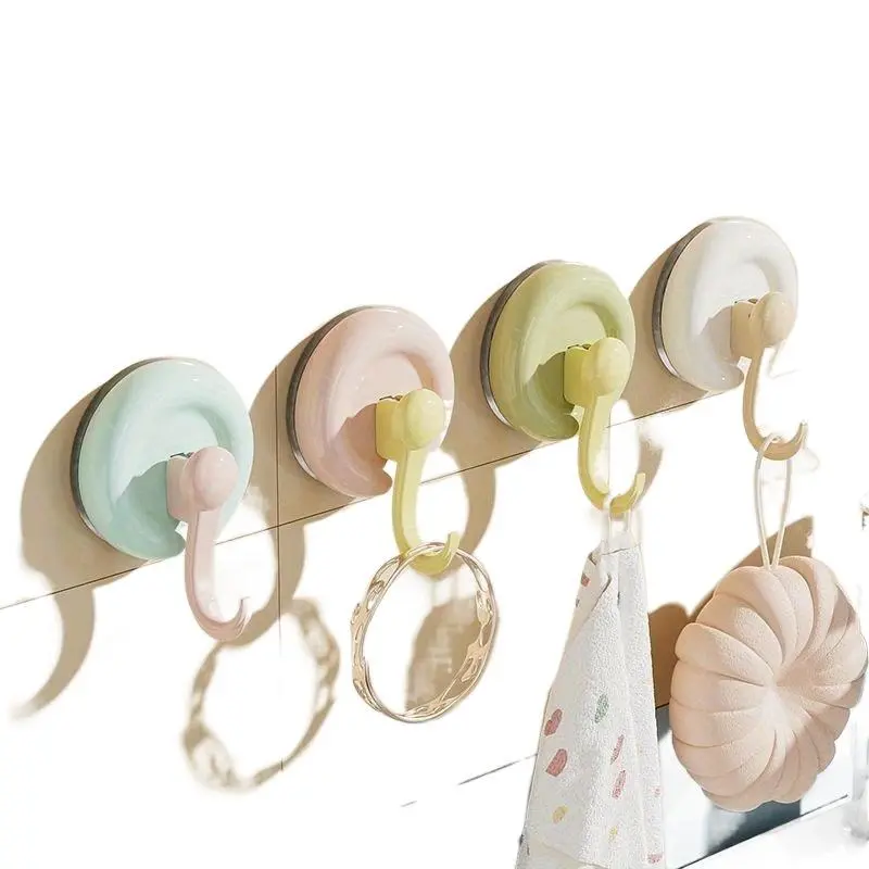 4 Pcs Mixed Color New Dopamine Suction Hooks, Adhesive Wall Mount Clothes Hangers, Bathroom Towel Holders, No Trace, Shower Suction Cup Hooks