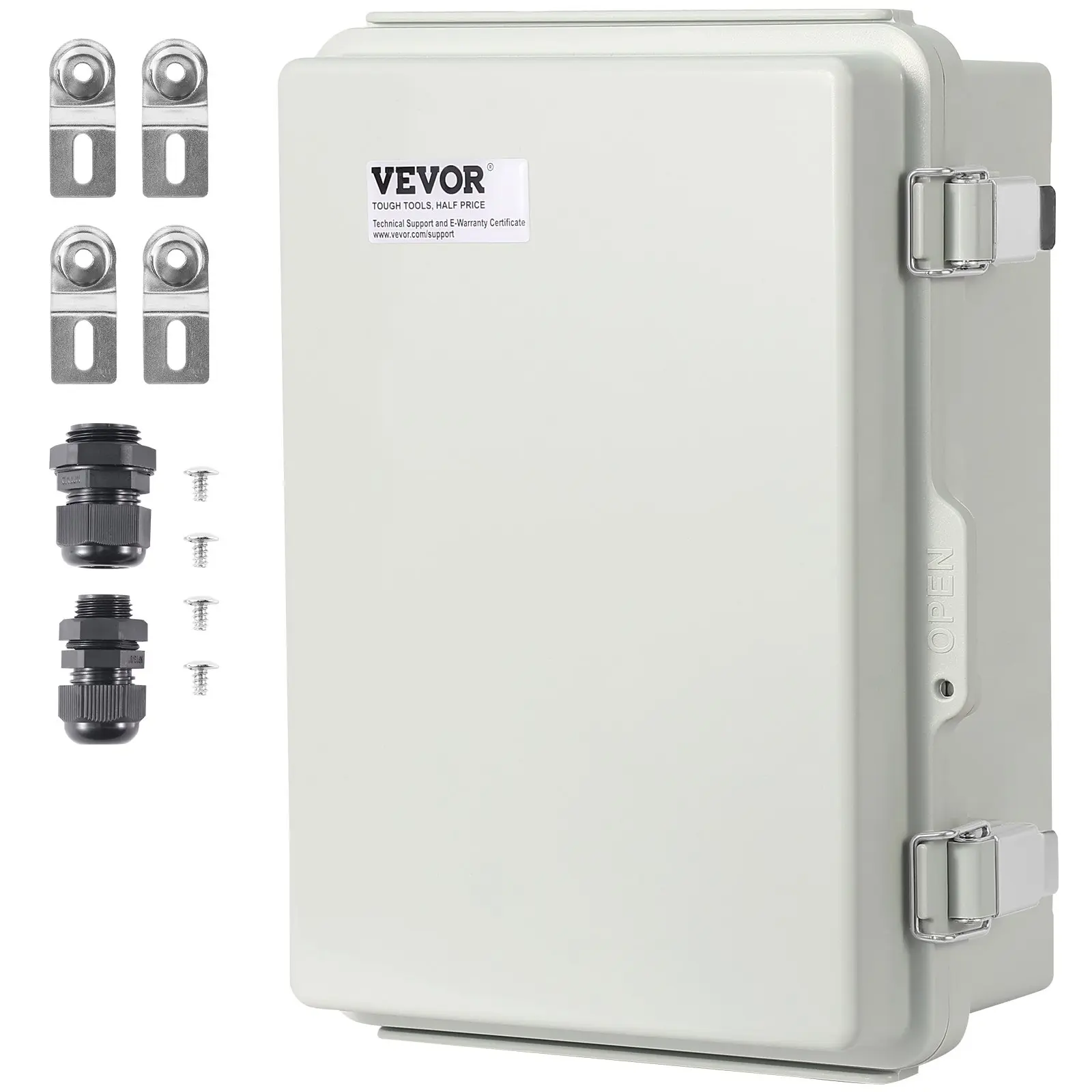 VEVOR Outdoor Electrical Junction Box, 11.81x 7.87x 7.08 in, ABS Plastic Electrical Enclosure Box with Hinged Cover Stainless Steel Latch, IP67 Dustproof Waterproof for Outdoor Electrical Projects