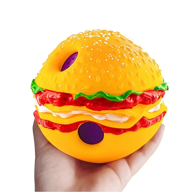 Dog Rolling Sound Ball 5.51-inch Interactive Dog Toy Ball, Training Play Ball, Novelty Burger Shape Dog Ball, Large Dog Gift, Battery Free