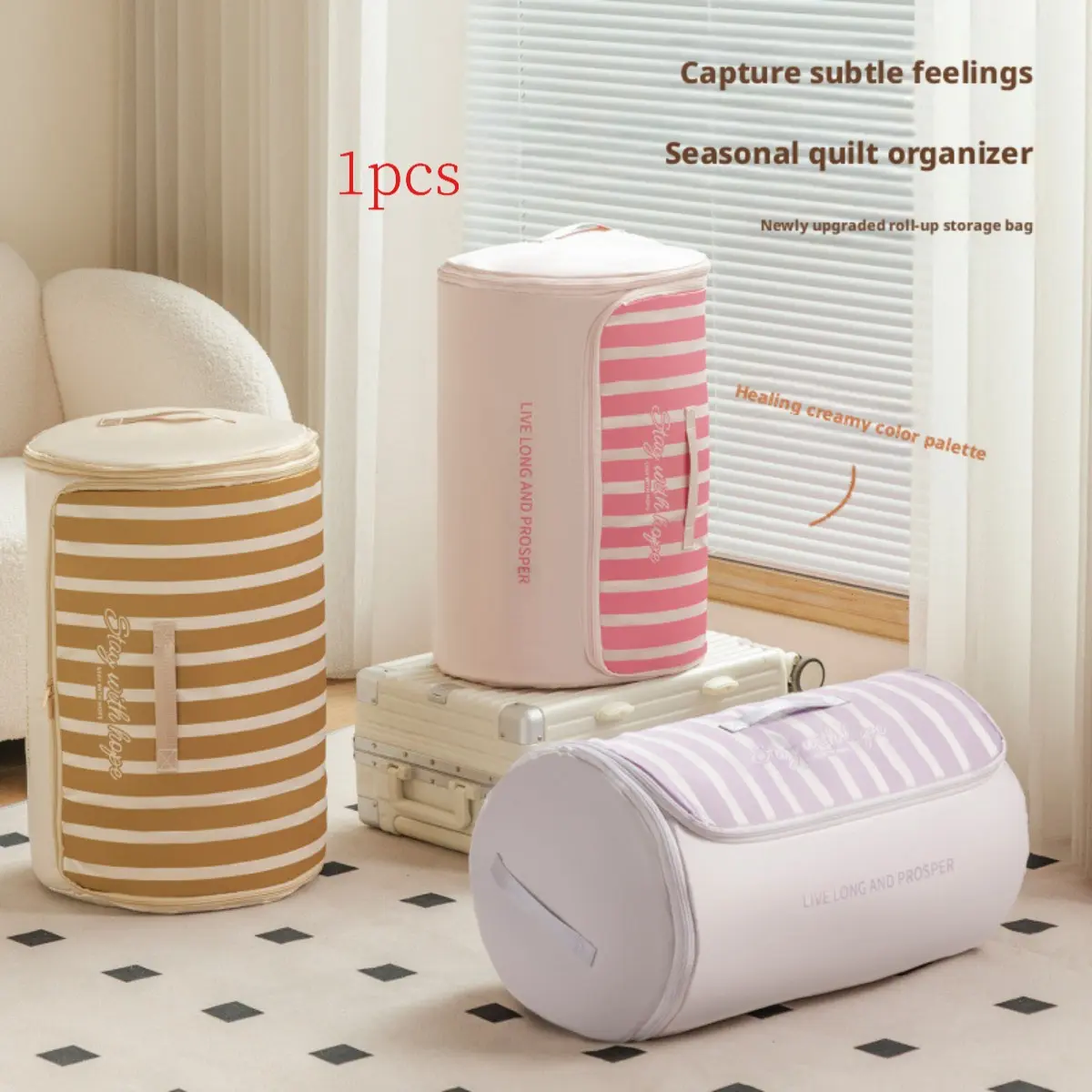 Cylindrical Quilt Storage Bag, Clothes Organizer, Cotton Blanket Pillow Holder, Summer Cooling Quilt Case, Moving Essential Tool