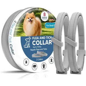 Soft & Adjustable Flea and Tick Collar for Small Dogs, 8 Months Protection, Easy to Use - 2P