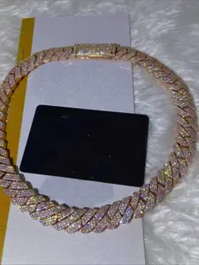 20mm ice surface hip-hop Cuban chain, Miami style Cuban chain VVS hip-hop jewelry, plated boutique Cuban necklace, Fashion necklace, Sparkling Zircon Inlay, textured hip-hop style holiday party gift, Father's Day, anniversary gift