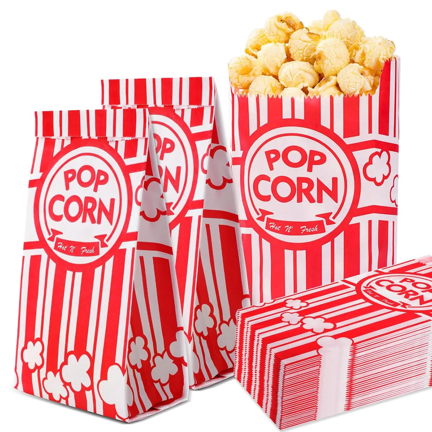 Paper Popcorn Bags,100 Pack 1oz Popcorn Bags Individual Servings, Popcorn Bag Bulk for Popcorn Machine,Movie Nights Pop Corn Bags