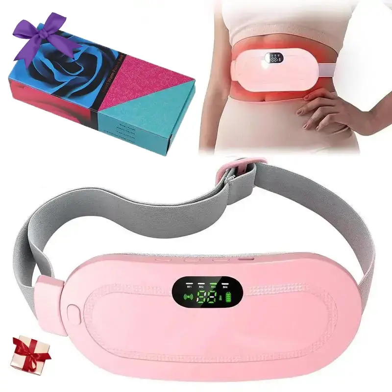 Wireless Heating Waist Belt, 3 Temperature Levels & 4 Vibration Modes, Rechargeable Portable Warm Palace Massager, Ideal Gift for Women