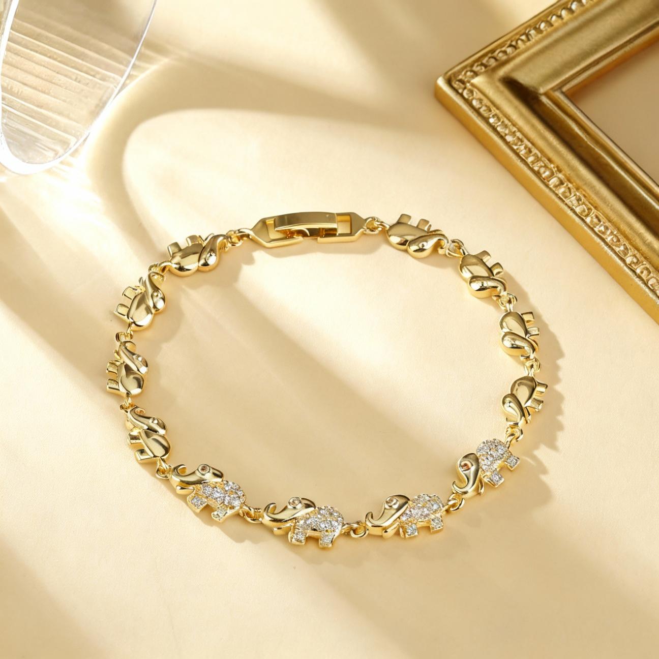 Cubic Zirconia Elephant Bracelet for Women Cute Animal CZ Link Chain Bracelet  Jewelry Gift Fashion Animal Bangle Punk Style For Woman Valentine’s gift