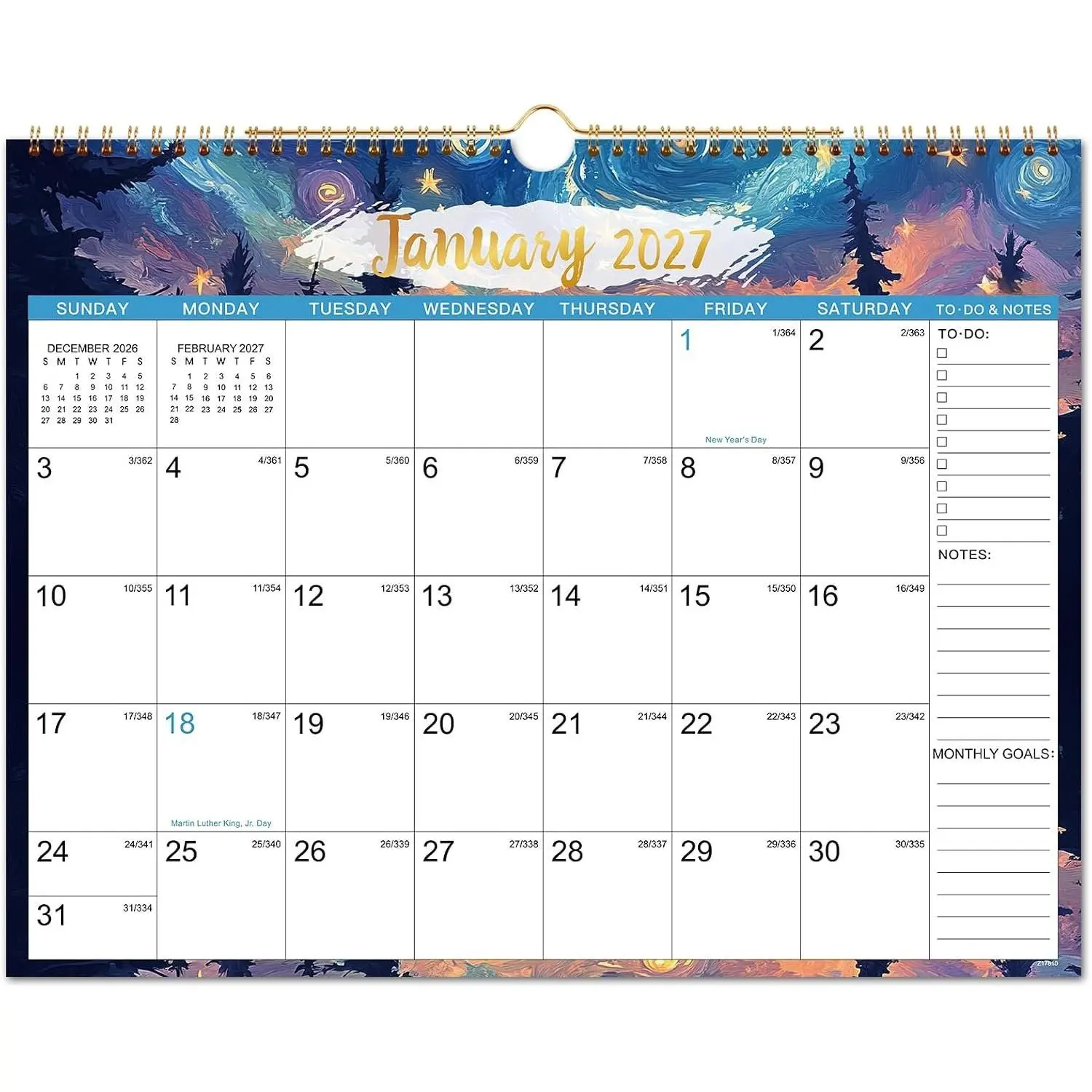2027 Calendar - 2027 Wall Calendar, January 2027 - December 2027 | 2027 Monthly Wall Calendar, 15" x 11.5", 12 Months Calendar, Large Hook,  for Organizing, For , Office & Classroom