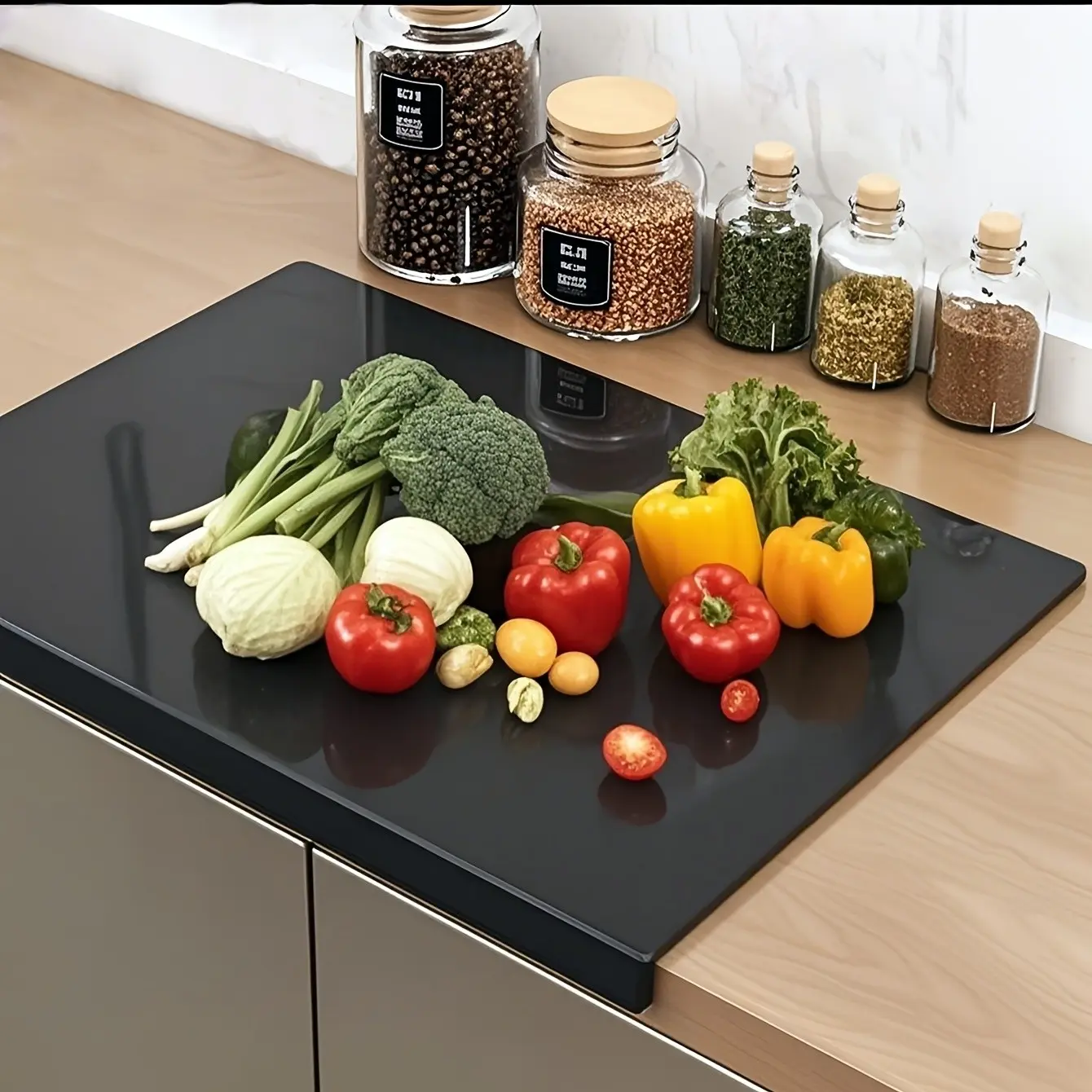 Outdoor Table Cutting Board with Edge Design, Lipped Cutting Board, Non-Slip Dual-Sided Cutting Mat, Ideal for Bread, Meat, Vegetables, Essential Kitchen Tool, Durable Chopping Board