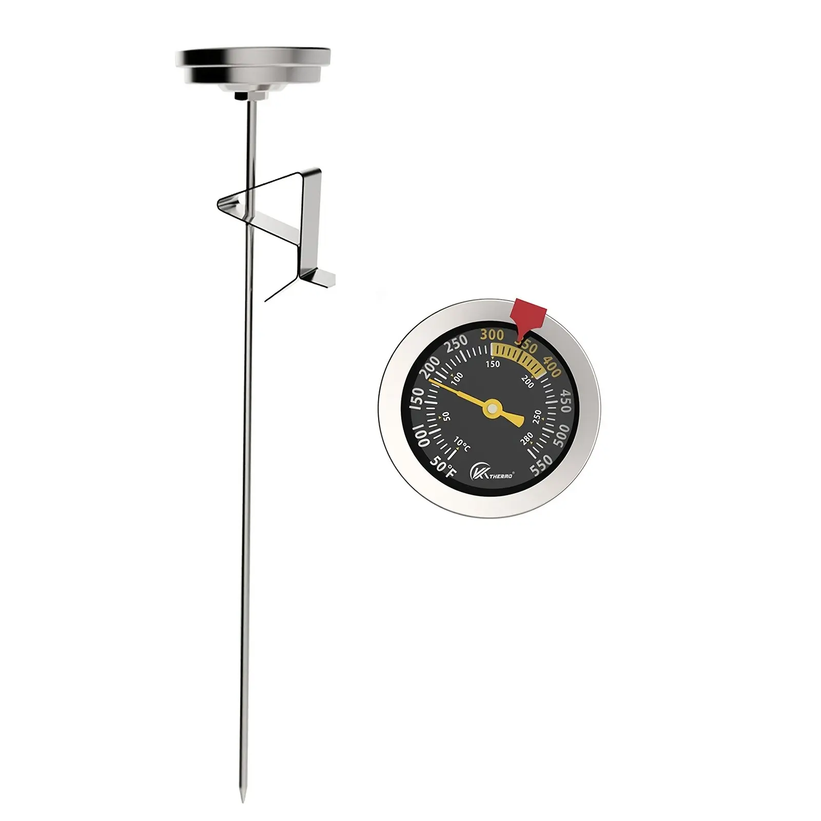 Stainless Steel Cooking Thermometer, BBQ Meat Temperature Gauge, Dual Scale Celsius/fahrenheit, No Battery, Essential for Grilling & Baking