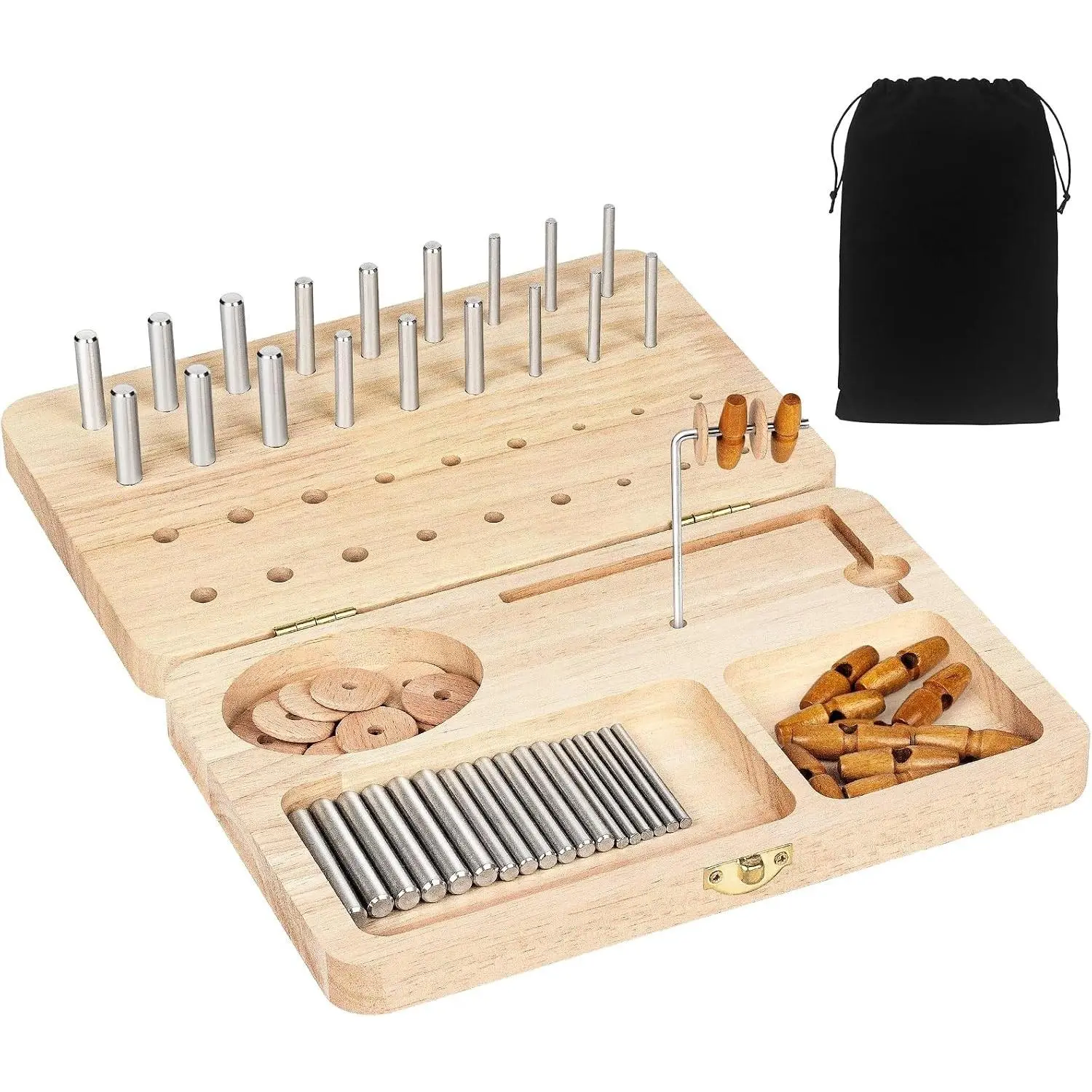 36-Hole Hand Therapy Wooden Pegboard with Multifunctional Test Kit to Improve Fine Motor Skills and Finger Dexterity