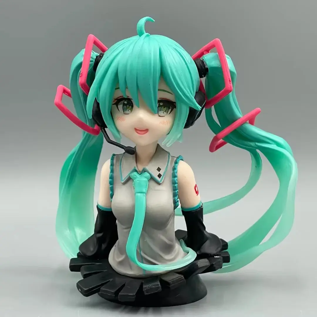 3.94 Inch Hatsune Miku Half-Body Bust Figure, Anime Collectible Statue with Keyboard Base, Desktop Decoration Gift for Vocaloid Fans