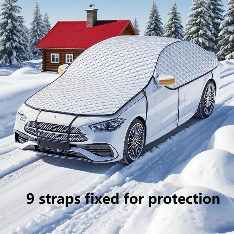 A durable car cover made of aluminum foil, Car Cover Waterproof All Weather, designed for all weather and suitable for most SUV models, protects against heavy snow, rain, and dust, winter vehicle storage