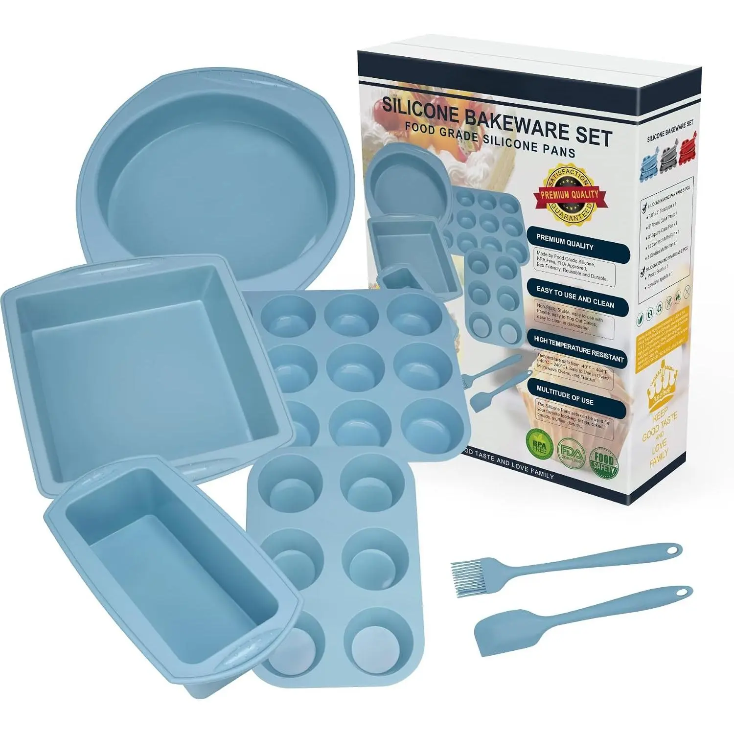 Economical 7in1 Oil-limit Nonstick  Baking Ring Cake Pan Cookie Sheet Molds Tray, Heat Resistant Bakeware Tools for Muffin Loaf Bread Pizza Cupcake
