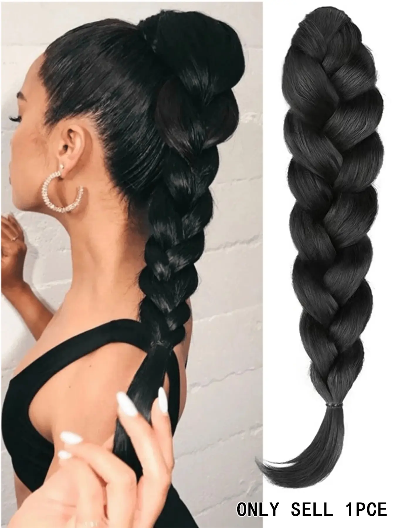Synthetic Hair Braid Ponytail Clip on Heat Resistant Braided Pony Handmade Braided Hairpiece Ponytail Extension for Women Daily and Party Use Ponytail Hairpieces Synthetic Extensions