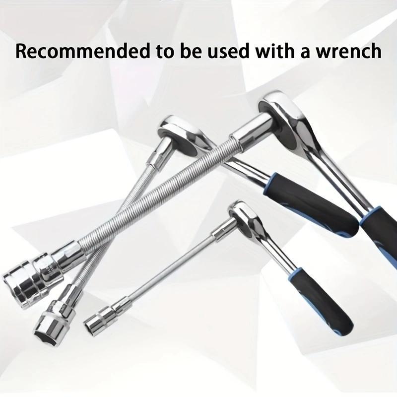 1/2 Inch 35cm Socket Ratchet Wrench Set - 3 Bendable Shafts, Wrench Extender Tool, Connecting Rod - Automotive Car Repair Tools for Home & Car Maintenance