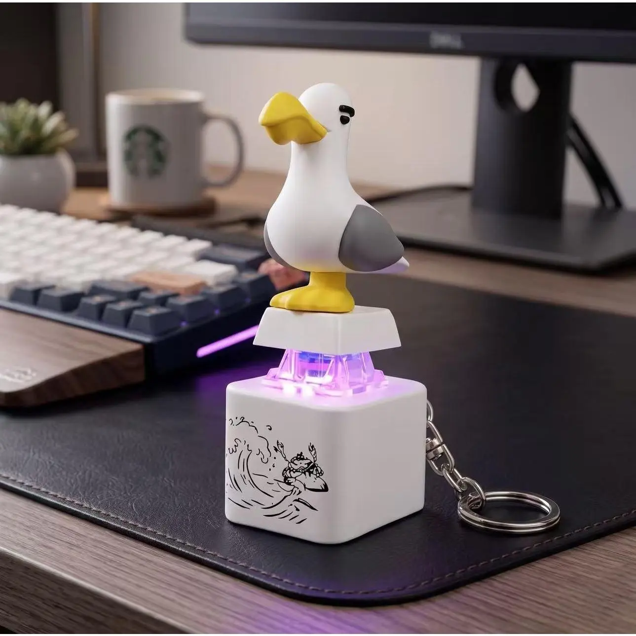 SummerWins Unisex Clicky Lizard Button Keychain - 3-Pack/1PC Options, Rechargeable Animal Shapes (Seagull, Snake), Sensory Toy with Click, LED Sound, Activated Focus Mode, Anti-Anxiety Relief (Party Gift, Home Supply)