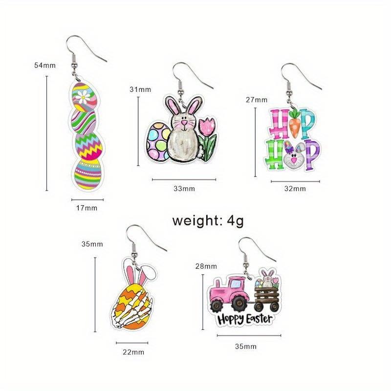 Cartoon Acrylic Easter Dangle Earrings Cute Rabbit Egg Carrot Truck Design for Women Girls Spring Holiday Jewelry