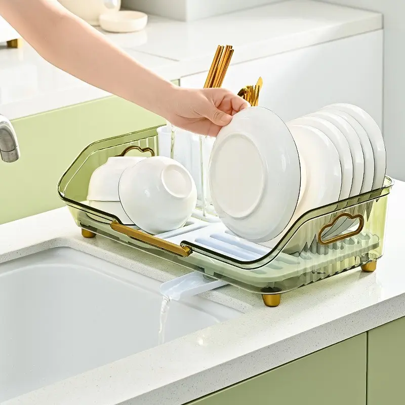 New Kitchen Pet Dish Drainer Rack, Countertop Storage Organizer, Bowl Plate Chopstick Holder, Durable and Space-Saving Design
