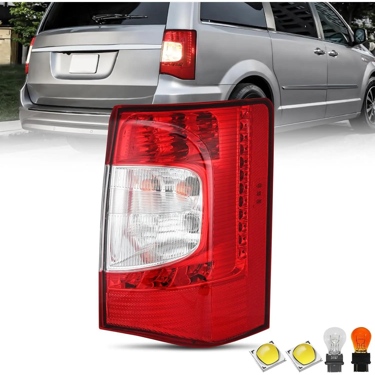 Nilight OE-Style LED Taillight Assembly - Vehicle Specific Fit, Corrosion Resistant, Durable, Dust-Proof, Easy Install Rear Lamp for 2011-2016 Chrysler Town & Country (LED Lights, Passenger's Side)