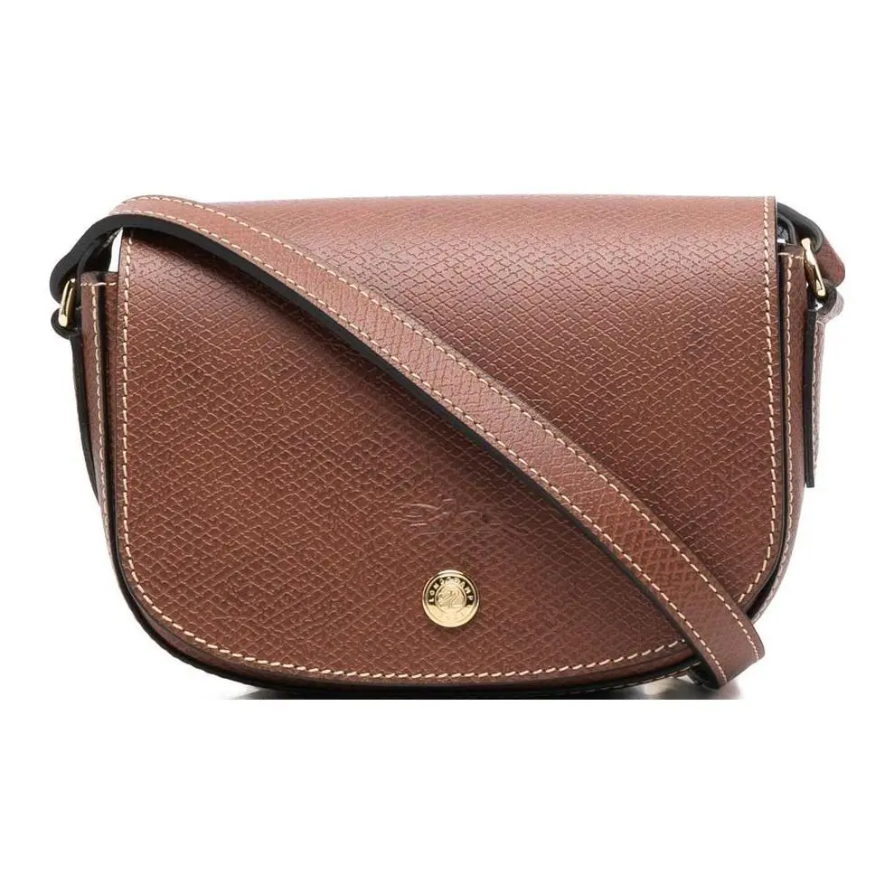 Longchamp Épure 17 Saddle Bag – Adjustable Strap Mini Crossbody Handbag for Women, Calfskin, Brown