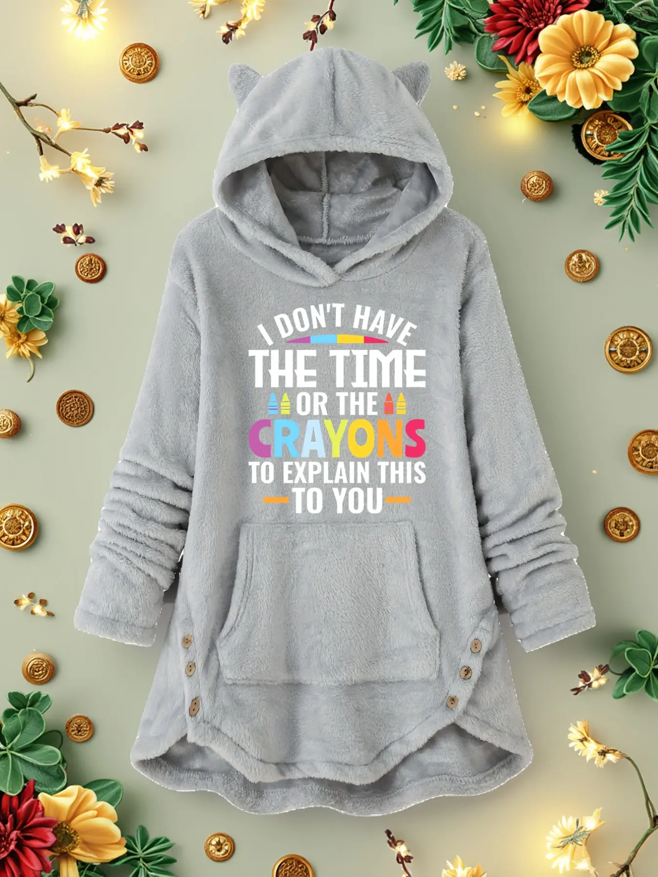 Y2K Cartoon Print Fuzzy Sleep Robe for Women, Casual Cat Ear Hooded Thick Coral Velvet Long Home Wear, All Seasons Loose-Fitting Fashion