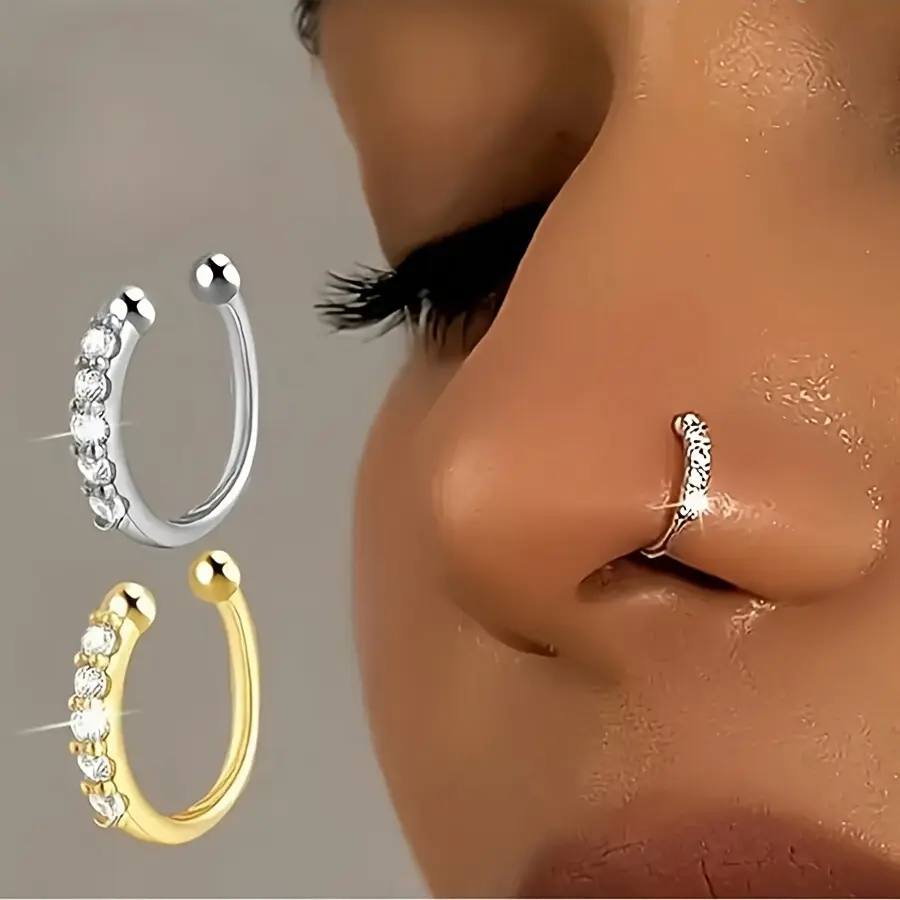 1 piece of artificial non-pierced nose ring, hypoallergenic, sexy bohemian style, non-pierced nose accessory, fashionable hip-hop accessory
