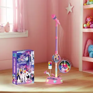 Anime singing girl group  karaoke microphone toy with colorful LED lights, encouraging singing, with Tpye-C phone connection cable, playing music toys, enhancing confidence, singing microphone, perfect birthday gift for girls and children