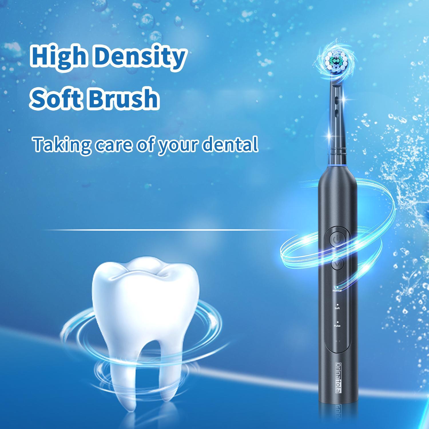Electric Toothbrush with 8 Counts Brush Heads, 1 Box USB Rechargeable Waterproof Rotating Toothbrush with 3 Cleaning Modes, Oral Care Product for Adults, Cordless Toothbrushes