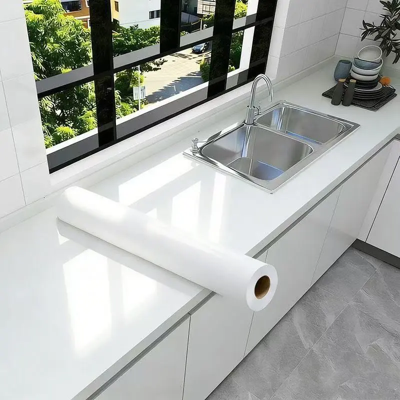 Kitchen Wallpaper Waterproof Oil-Resistant Self-Adhesive, Heat-Resistant Countertop Renovation, Marble Tile Surface