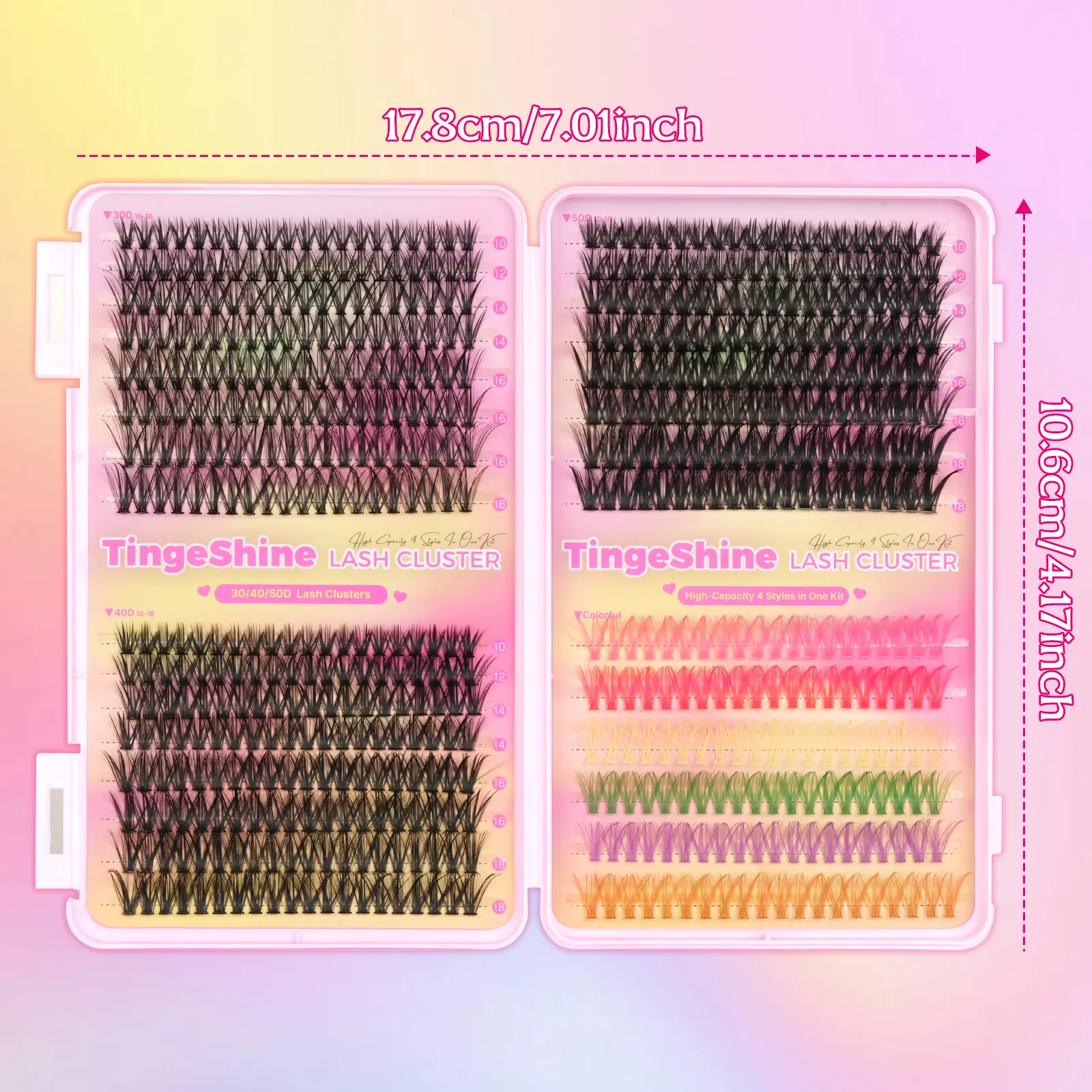 600pcs Mixed-Length Eyelash Cluster Set, with D-Curve Dense Mixed Colors to Create a Delicate And Dazzling Makeup Look, Comfortable And Fluffy, Beginner-Friendly, Suitable for Daily Wear And Parties, Comes with Tweezers, Eyelash Brush, And Tweezers