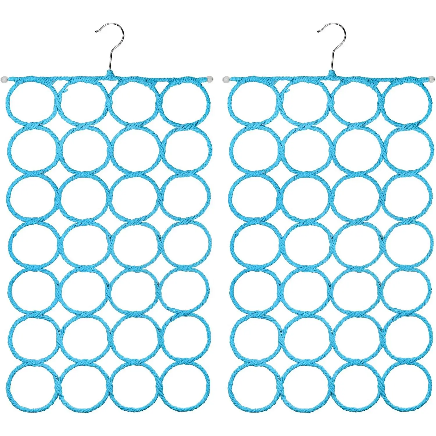 2 Pack Foldable Scarf Hanger Holder, Belt Organizer, Clothing Hanger Closet Saver for Tie, Belt, Scarves, Leggings - Blue