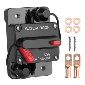 60 Amp Marine Circuit Breaker Switch for Trolling Motor Battery Box, Premium 12V - 48V 60A DC Breaker for Boat Motor, RV, Solar Panel & Car Audio, One-Click Reset, No Fuse Needed