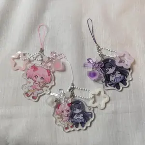 Homura and Madoka acrylic keychain    Anime  Madoka Magica  Coquette  Handmade  Y2K