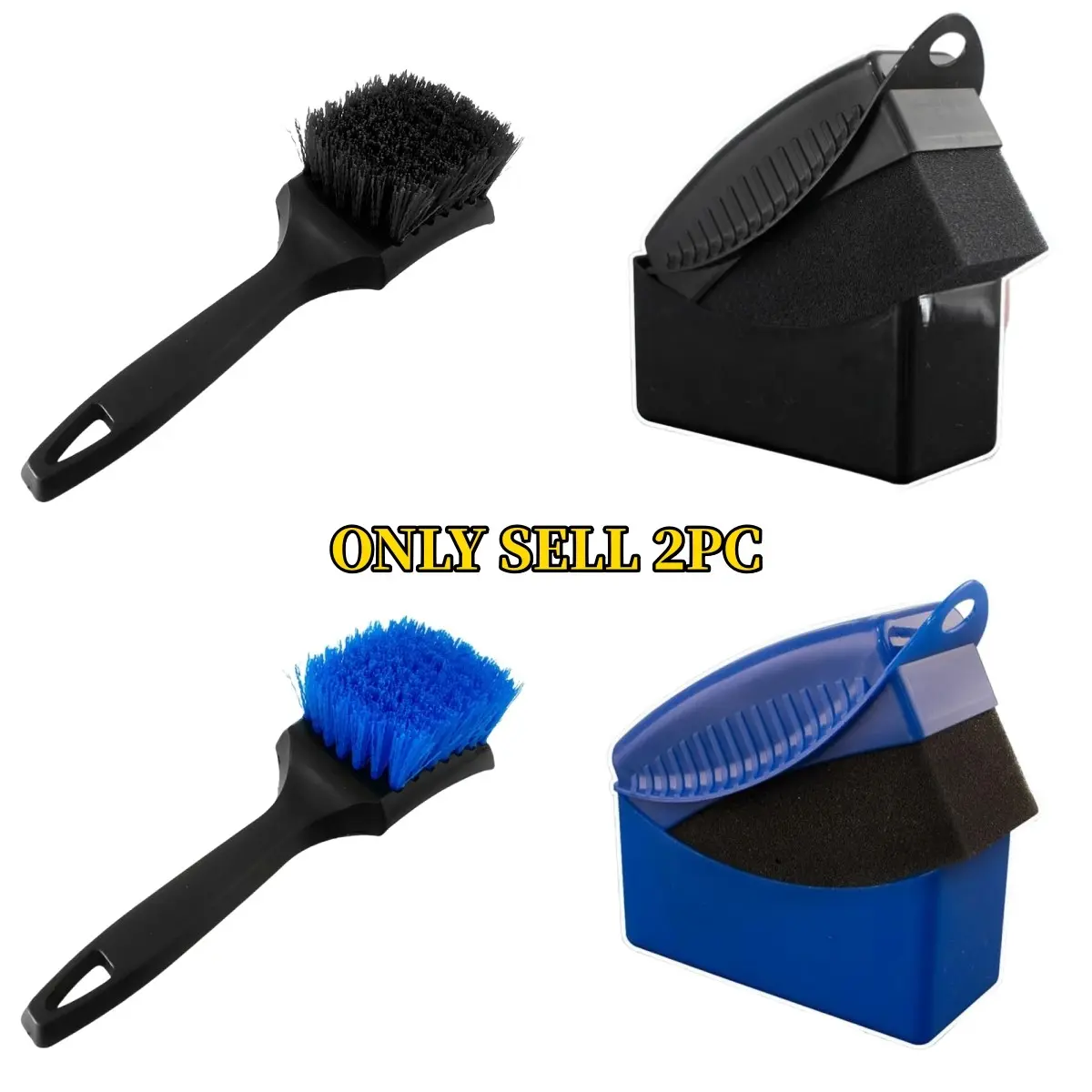 2PC Car Tire Cleaner Kit For Tire Cleaning Brush And Shine Applicator Pads Reusable Professional Car Detailing Tire Brush Shine Set, Car Wheel Brush, Car Detailing Brushes, Car Detailing Tools, Car Detailing Supplies, Auto Detailing Supplies