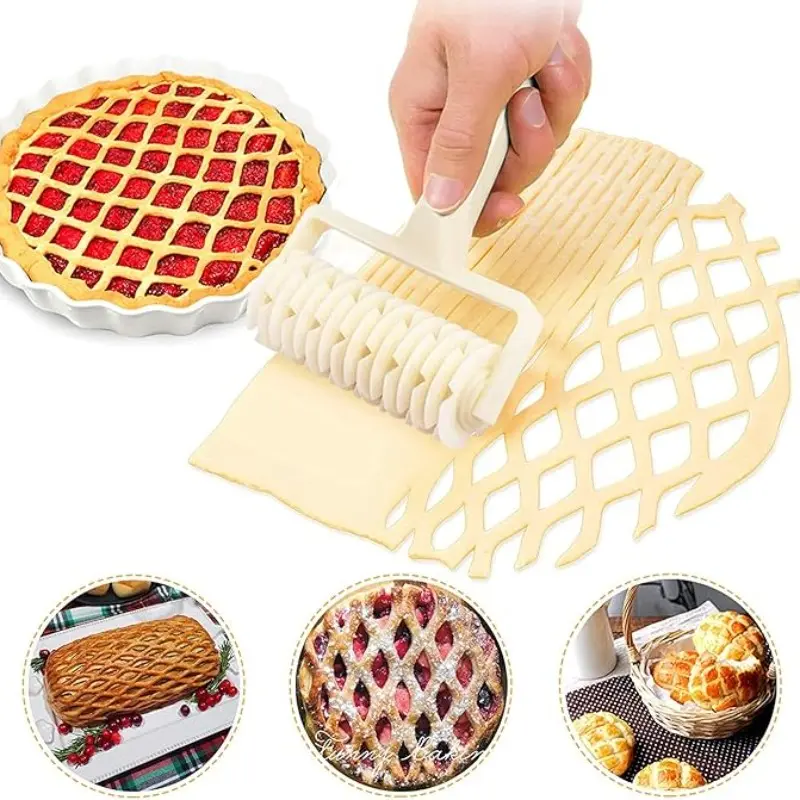 Bakery Grid Roller Cutter, Pie Pizza Cookie Dough Grid Roller Cutter, Home Baking Tool, Plastic Material, Pizza Rolling Knife