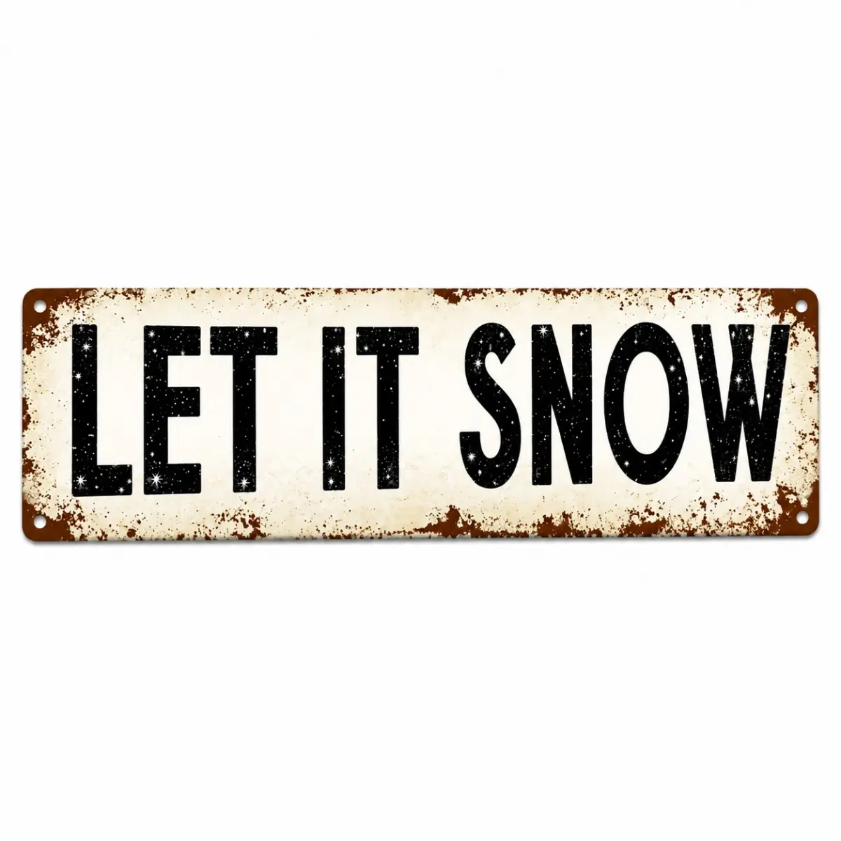 4x16 In Pre-Drilled Let It Snow Metal Sign, Christmas Winter Farmhouse Home Decor, Festive Tin Wall Decoration for Living Room, Mantel
