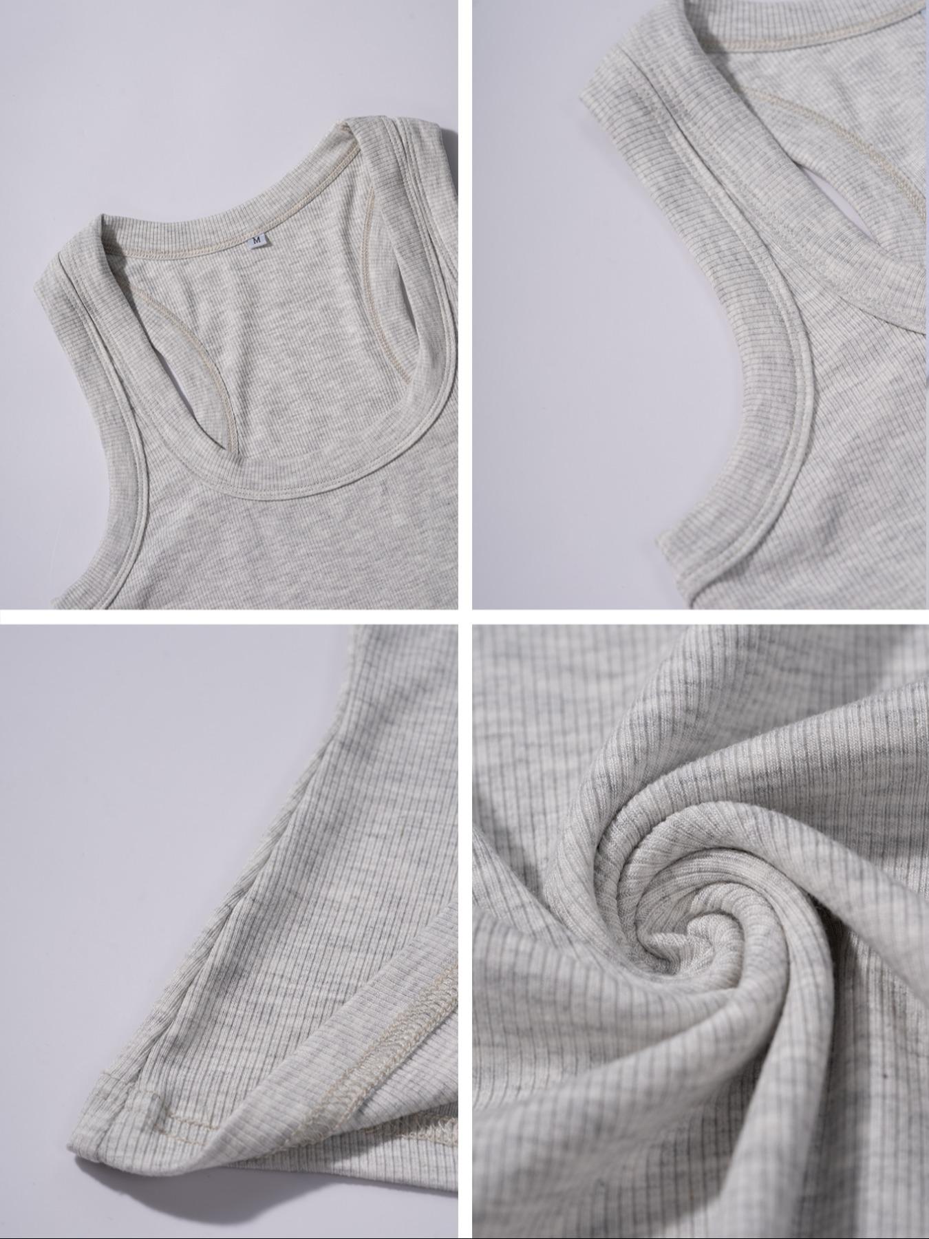 Women's Casual Slim-Fit Plain Sleeveless Short Tank Top, Summer Lightweight Fabric Ribbed Knit Vest, Versatile Layering Piece