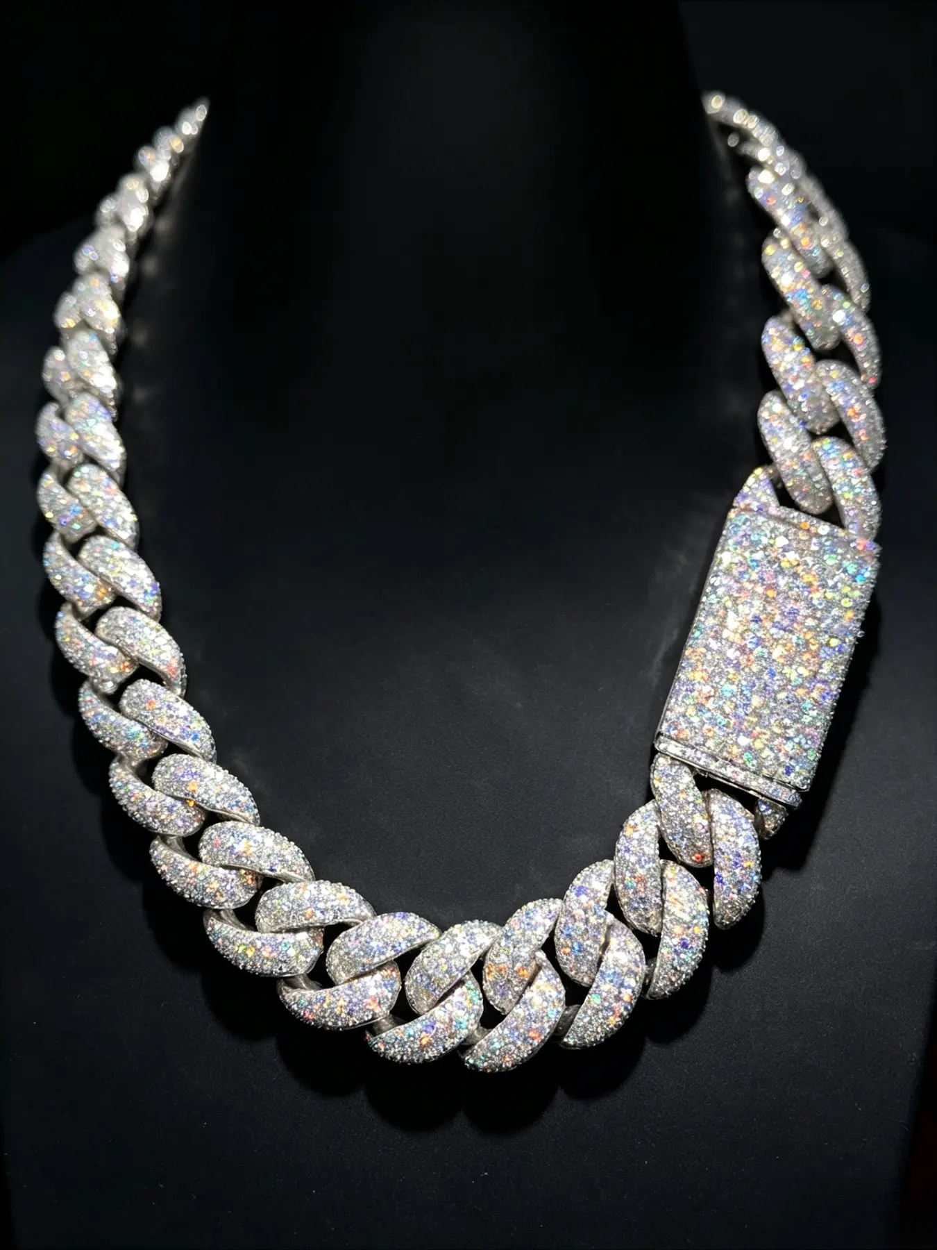 22Mm 6-row bubble moon-shaped Cuban chain, vintage glory collection Miami Cuban necklace, Seiko inlay every detail full of exquisite, hip-hop men's finishing touches, Halloween Thanksgiving gifts