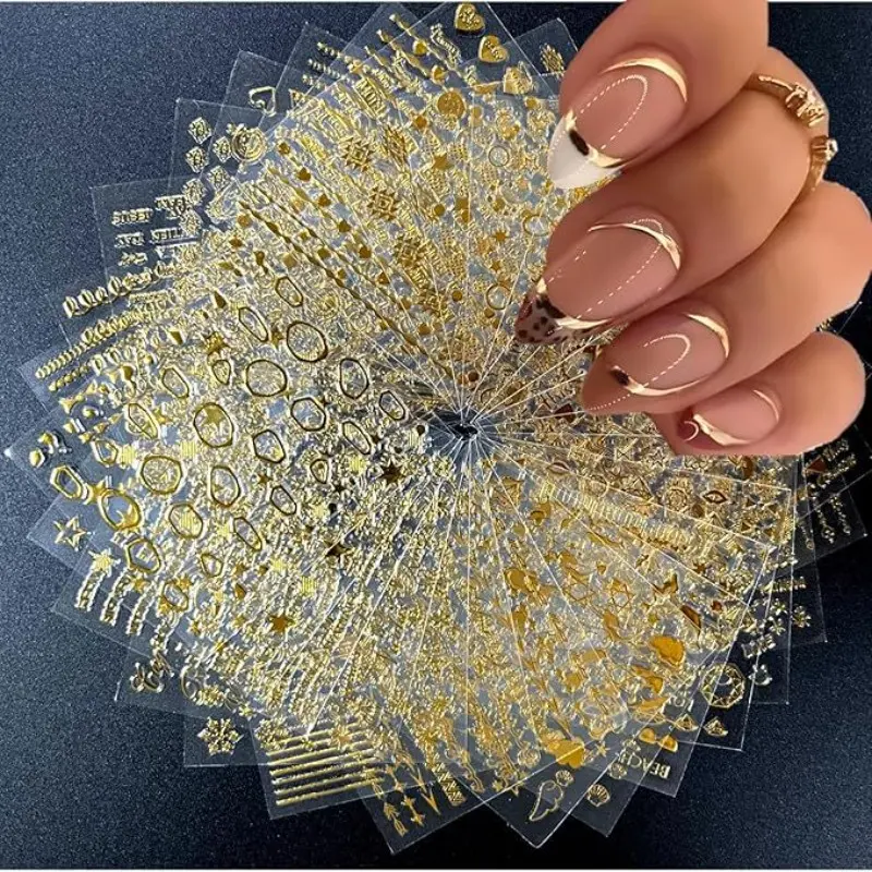 30 Sheets 3D Nail Art Stickers, Self-Adhesive Design, Star Leaf Heart Snowflake Patterns, Easy DIY Nail Decoration, Perfect for Manicure