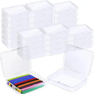 30 Pcs Clear Plastic Crayon Box with Hinged Lid Holds 24 Crayons Crayon Organizer Holder Storage Containers for Art Crafts School Classroom Supplies