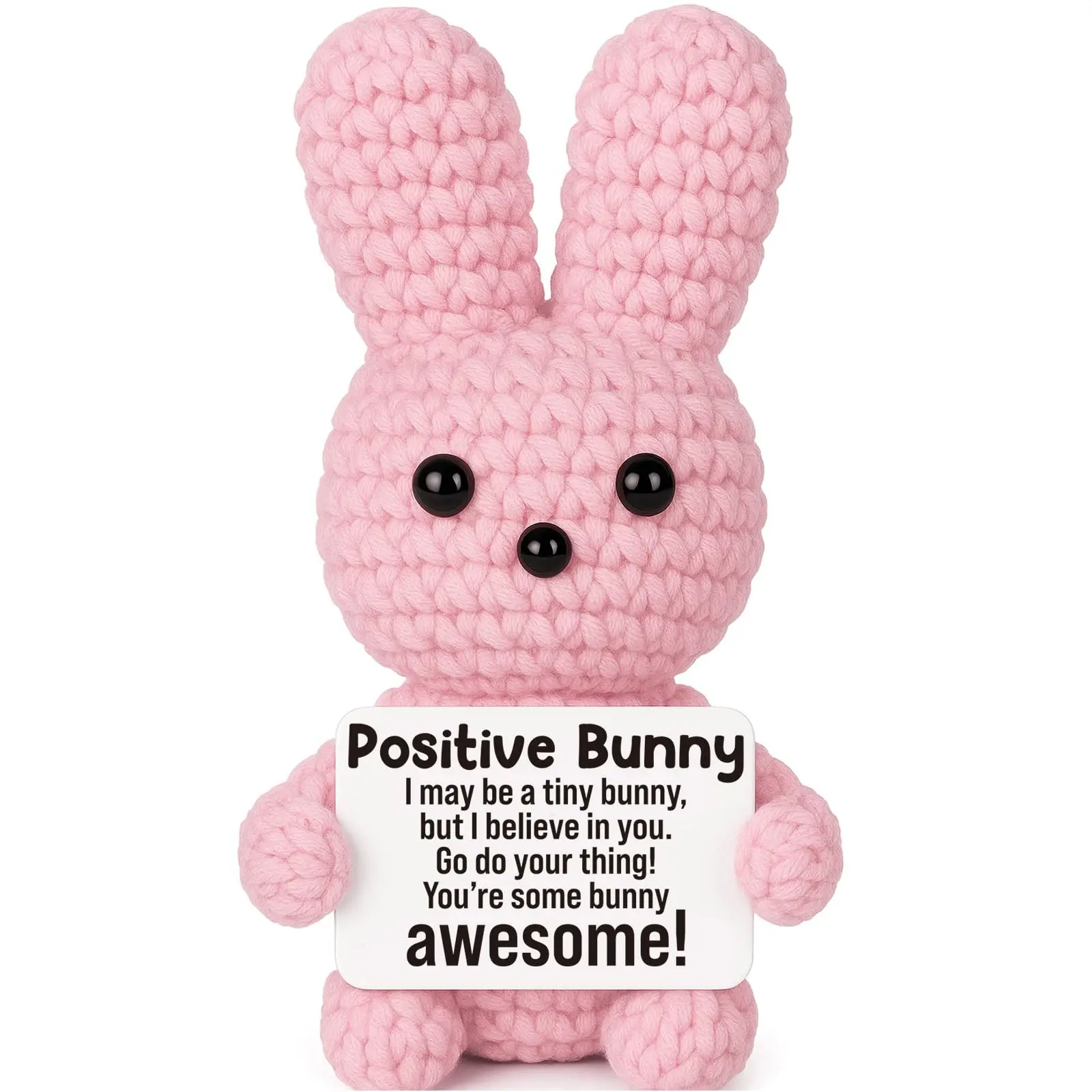 1pc A Hand-Crocheted Stuffed Animal Bunny Offering Positive Energy; A Creatively Crafted And Inspiring Toy/Doll; Suitable As A Birthday Gift, Desk Decoration, Or A Gift for A Woman, Wife, Girlfriend, Mother, Daughter, Or Graduation.