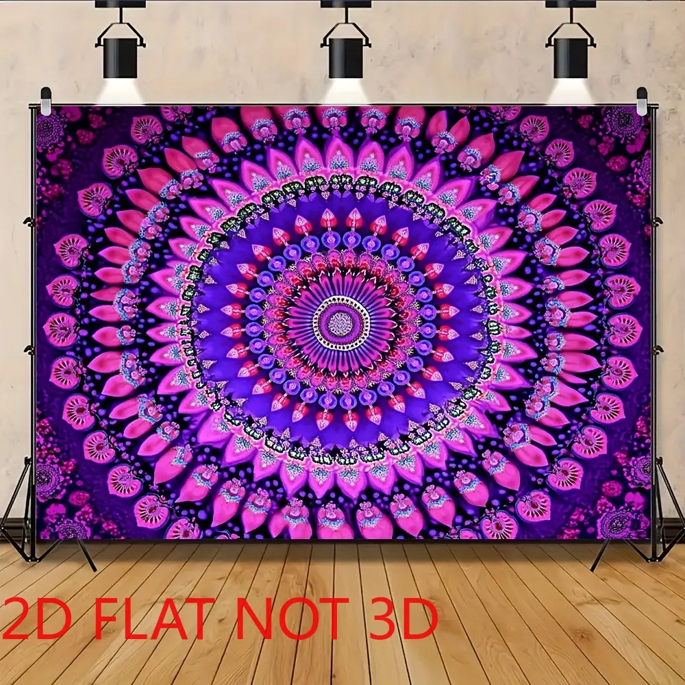 2d Flat, 2d Flat Blacklight Glow in The Dark Tapestry, Neon Bohemian Mandala Design, Wall Hanging for Bedrooms, Living Rooms, and Offices. Game Room Decor, Festive and Party Decor, College Dorm Decor, 2d Flat