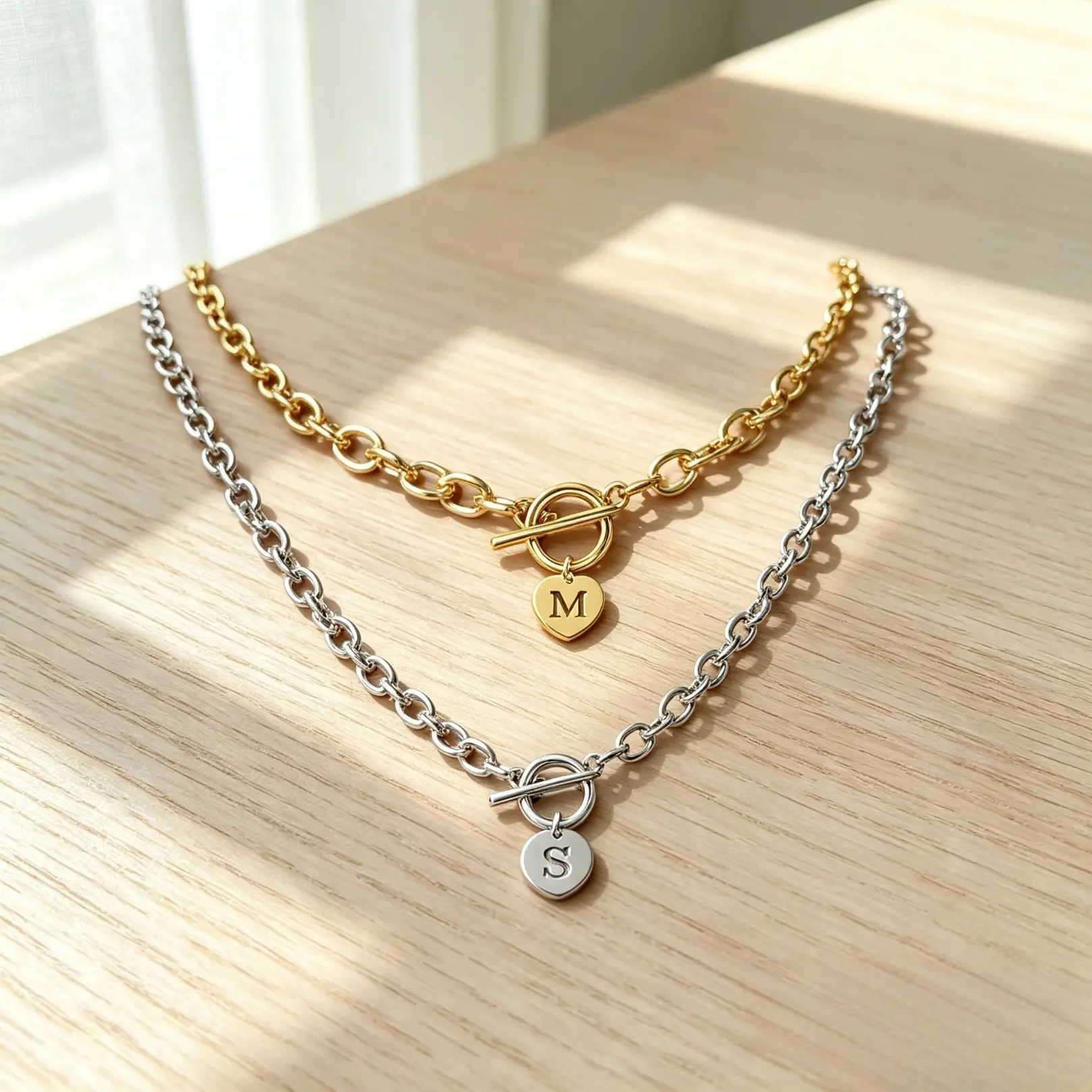 Women's Under-Stated Heart Shaped Lettered Alphabet Detail Pendant Necklace - Custom Initials, Sturdy Metallic Chain, Decorative Dainty Fashion Jewelry, Party Wear Accessory, Birthday Gift Collectible, Skin-Friendly