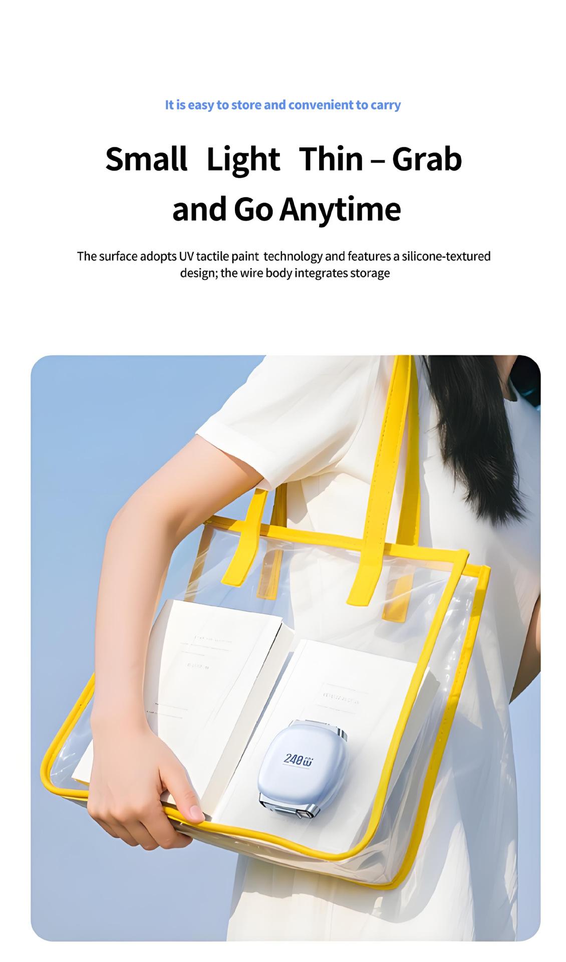 240w Retractable Fast Charging Cable USB C to C, Auto Coiling for Travel, Compatible with iPhone, Samsung, Huawei, Phone Tablet Laptop