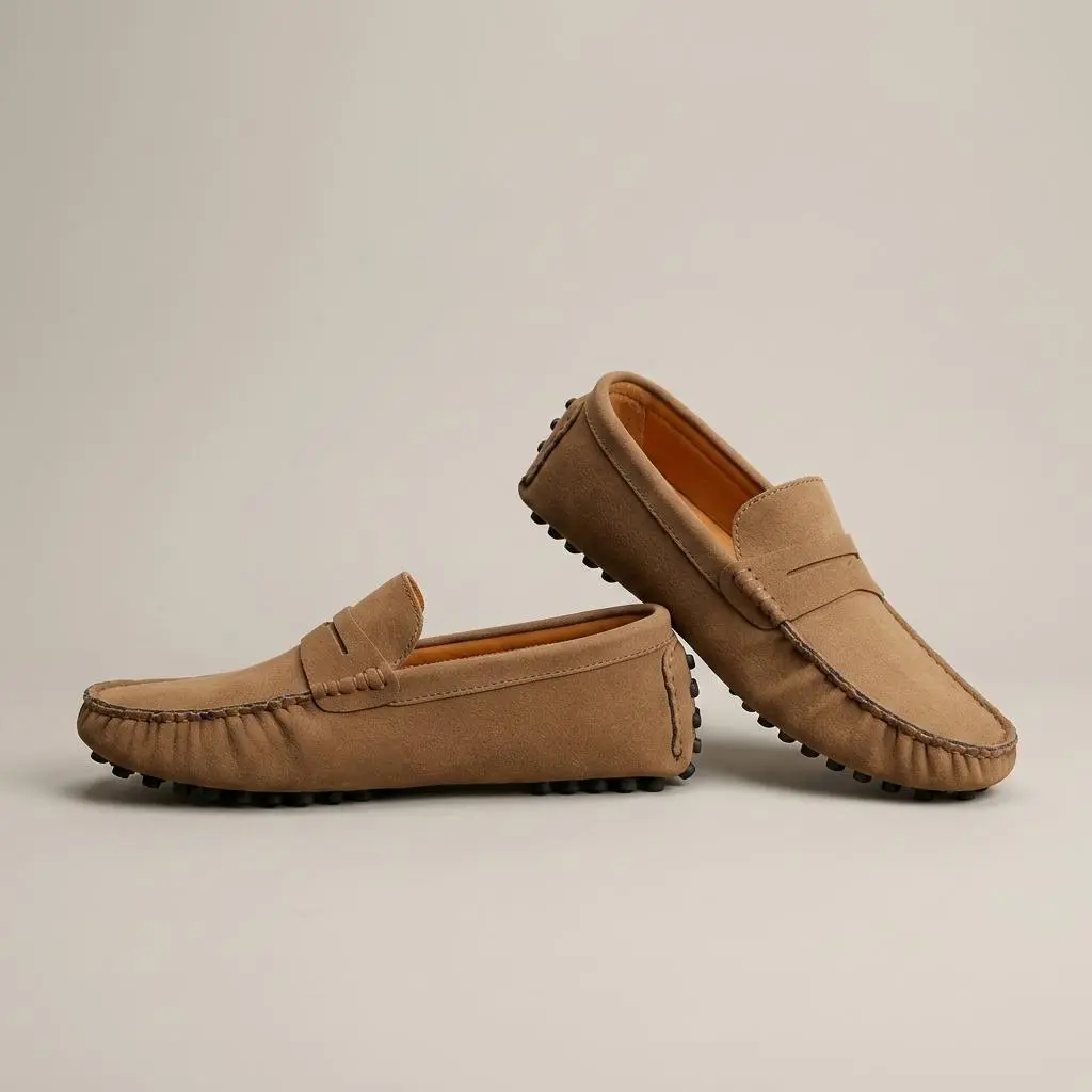 Men Women Suede Driving Loafers Slip On Moccasins Breathable Comfort Casual Shoes Non-Slip Rubber Sole Lightweight Daily Walking Driving Footwear Size us5-14