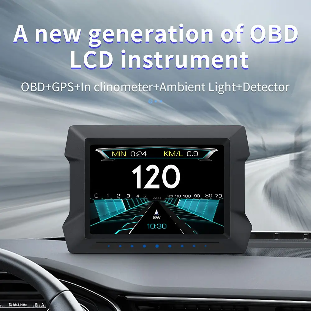 P22 Car Head-Up Display with Obd2 and GPS, Automatic Hud, Speedometer, Distance, Rpm, Water Temperature, Voltage, Engine Fault Alarm